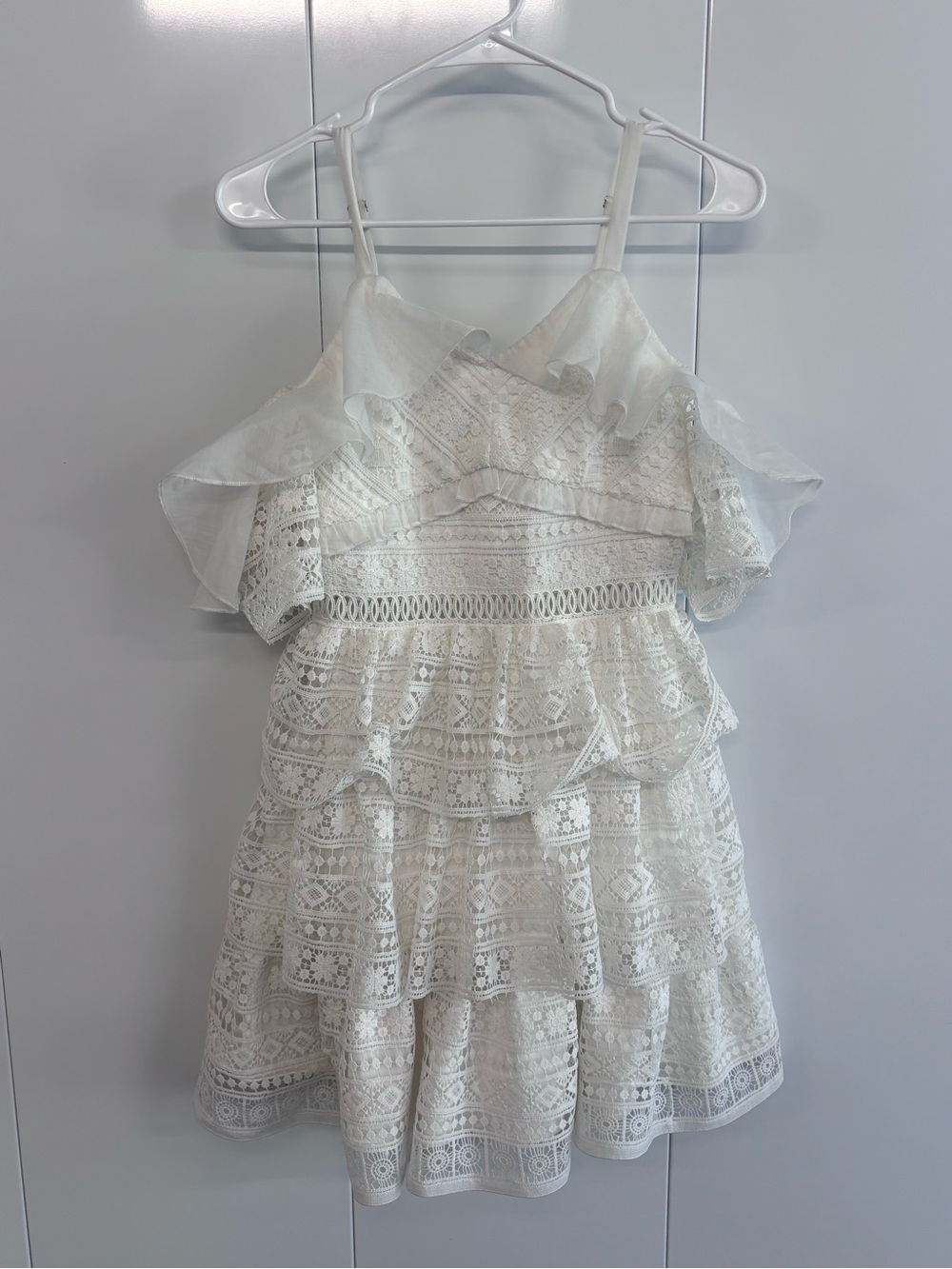 Two Sisters the Label White Olivia Ruffle & Lace Mini Dress US Size 2 Woman’s